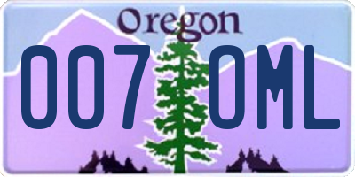 OR license plate 007OML