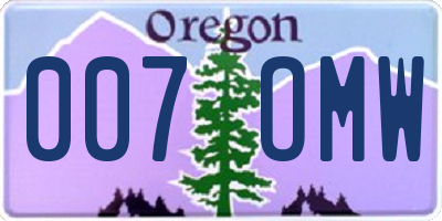 OR license plate 007OMW