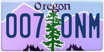 OR license plate 007ONM