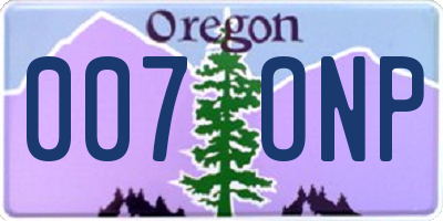 OR license plate 007ONP
