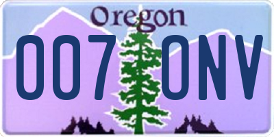 OR license plate 007ONV