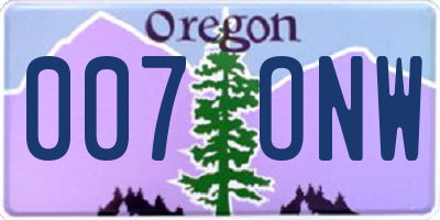 OR license plate 007ONW