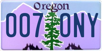 OR license plate 007ONY