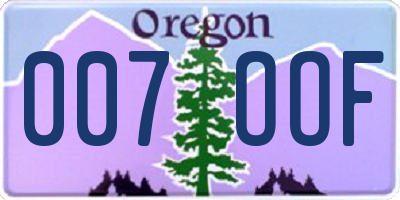 OR license plate 007OOF