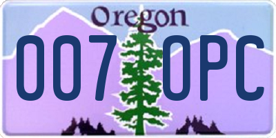 OR license plate 007OPC