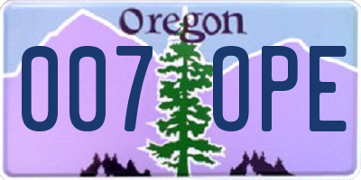 OR license plate 007OPE