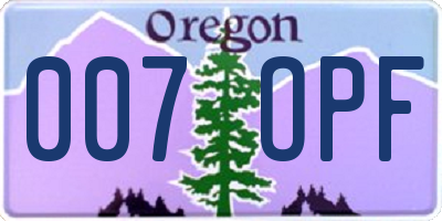 OR license plate 007OPF