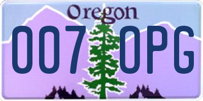 OR license plate 007OPG
