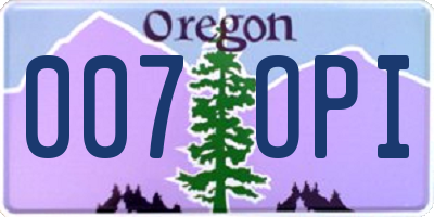 OR license plate 007OPI