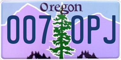 OR license plate 007OPJ