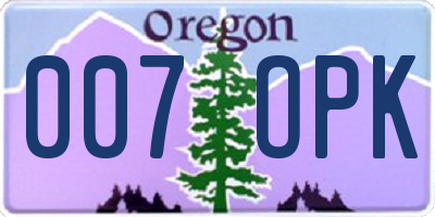 OR license plate 007OPK