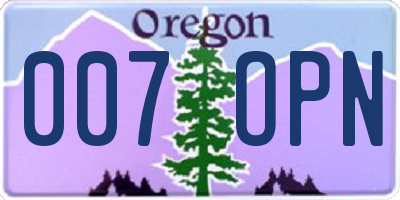 OR license plate 007OPN