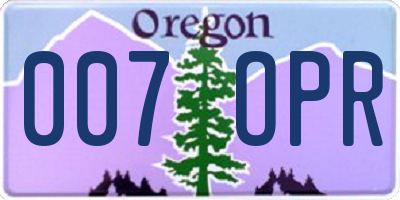 OR license plate 007OPR