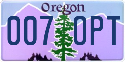 OR license plate 007OPT