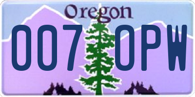 OR license plate 007OPW
