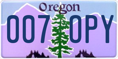 OR license plate 007OPY