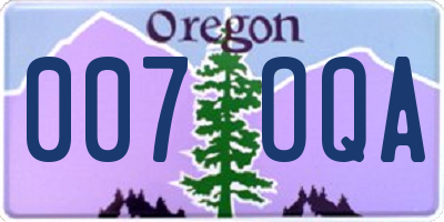 OR license plate 007OQA