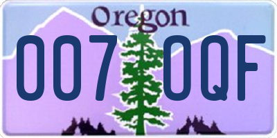 OR license plate 007OQF
