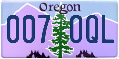 OR license plate 007OQL