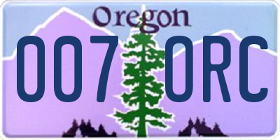 OR license plate 007ORC