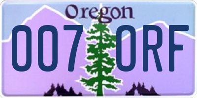 OR license plate 007ORF
