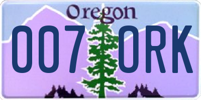 OR license plate 007ORK