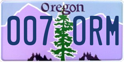 OR license plate 007ORM