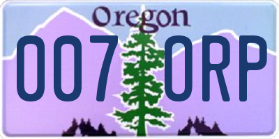 OR license plate 007ORP