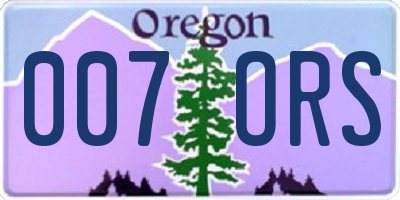 OR license plate 007ORS