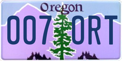 OR license plate 007ORT