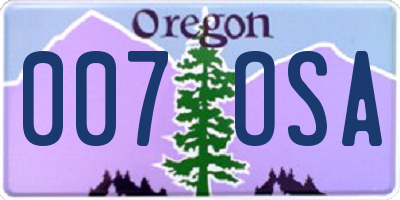 OR license plate 007OSA