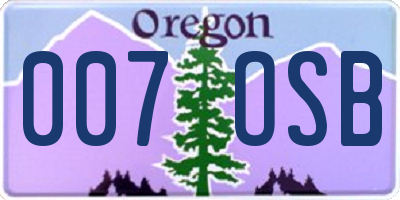 OR license plate 007OSB
