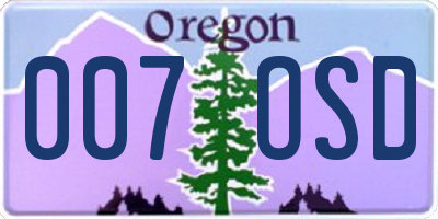 OR license plate 007OSD