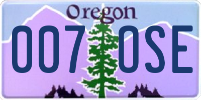 OR license plate 007OSE