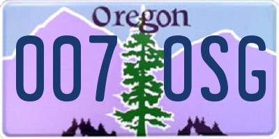 OR license plate 007OSG