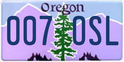 OR license plate 007OSL