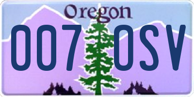 OR license plate 007OSV