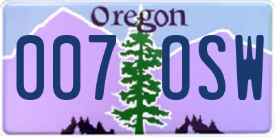 OR license plate 007OSW