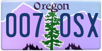 OR license plate 007OSX