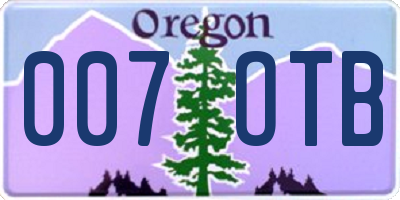 OR license plate 007OTB