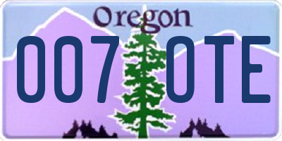 OR license plate 007OTE