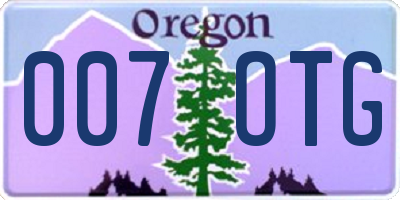 OR license plate 007OTG