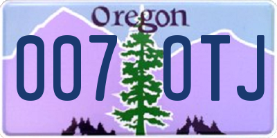 OR license plate 007OTJ