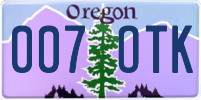 OR license plate 007OTK