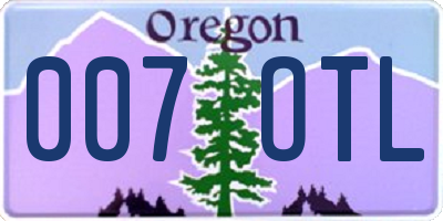 OR license plate 007OTL