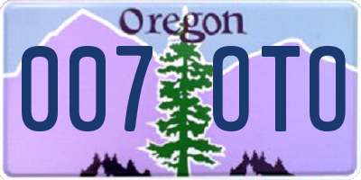 OR license plate 007OTO