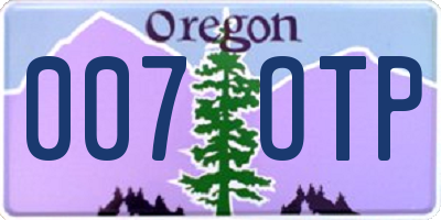 OR license plate 007OTP
