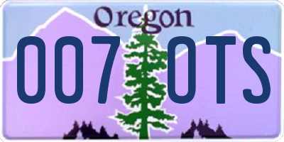 OR license plate 007OTS