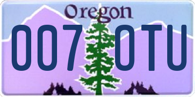 OR license plate 007OTU
