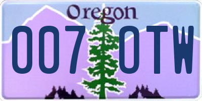 OR license plate 007OTW